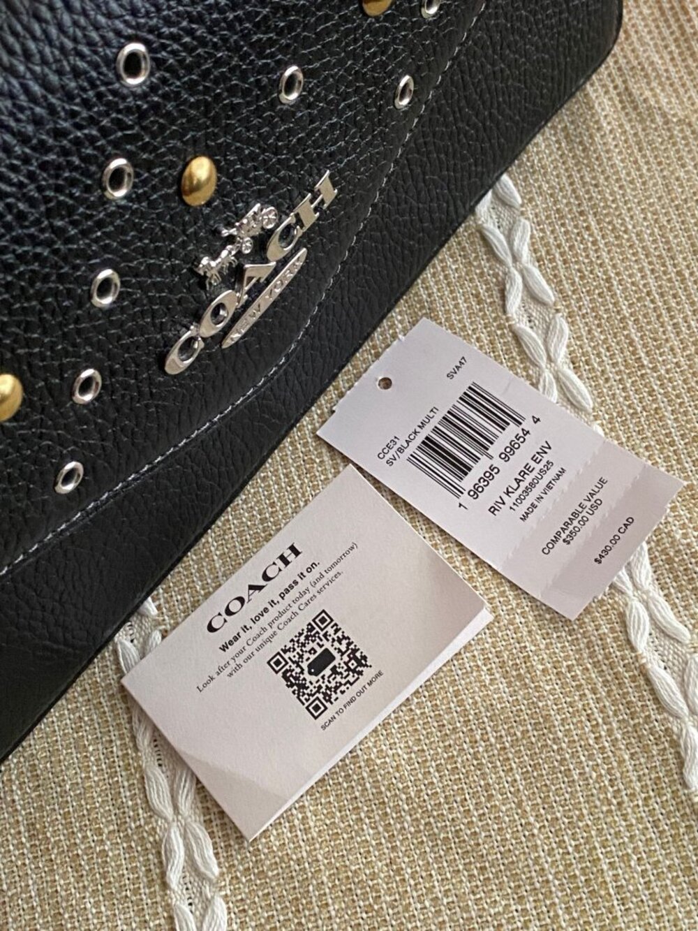 Coach Klare Crossbody + Matching Studded Wallet on Chain Set Black Multi Rivets - Picture 8 of 14